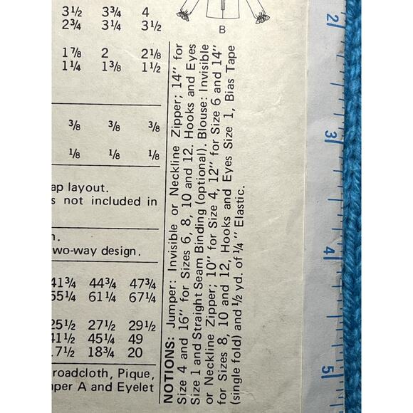 Butterick 6933 pattern Girls jumper blouse 1970s size 8 - Picture 9 of 9